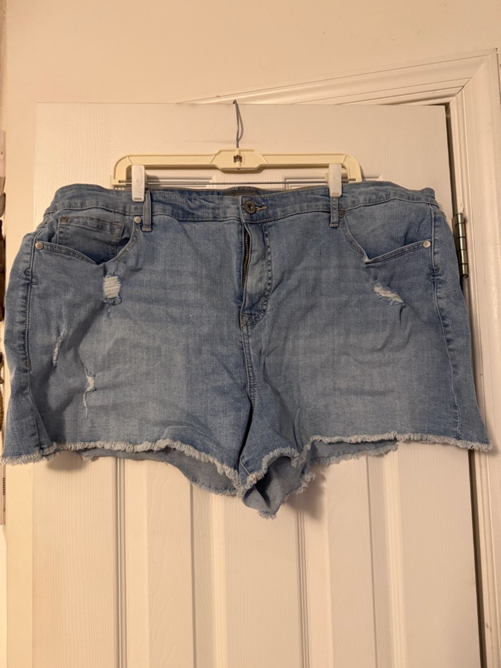 torrid Light Blue Distressed Denim Cutoff Shorts